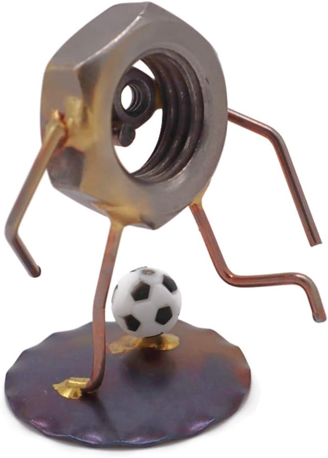 Soccer Nut Collectible Handmade Metal Art Figurine, Desk Accessories, Trophy, Boss Gift, Home Office Décor