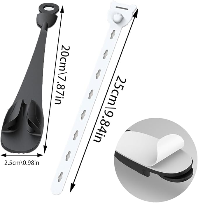 4 pcs Cord Organizer, BOSOIRSOU Silicone Cable Straps for Appliances, Self-Adhesive Cord Bundlers Cord Holder Cable Management, Reusable Cable Ties Wire Organizer