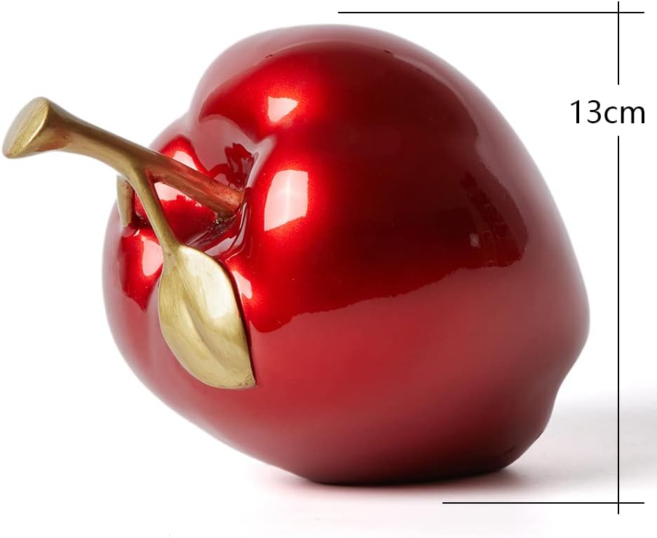 Apple Decor Statue Modern Sculpture Arts Fruit Figurine Polyresin Red 7.0 inch