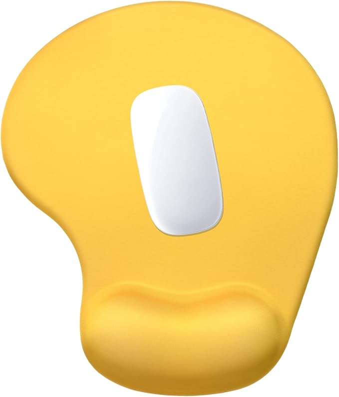 Hsurbtra Ergonomic Mouse Pad with Wrist Rest Support, Gel Mouse Pads with Non-Slip PU Base, Pain Relief Memory Foam Computer Mat, Cute Office Supplies Desk Decro Accessories, Apricot Yellow