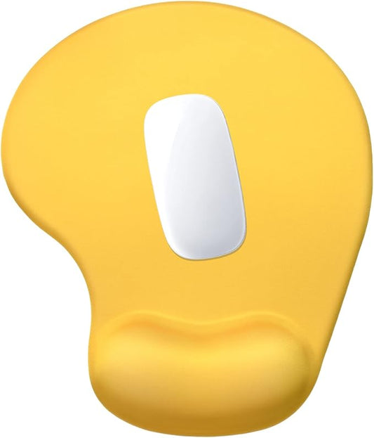 Hsurbtra Ergonomic Mouse Pad with Wrist Rest Support, Gel Mouse Pads with Non-Slip PU Base, Pain Relief Memory Foam Computer Mat, Cute Office Supplies Desk Decro Accessories, Apricot Yellow