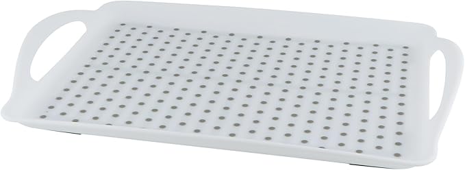 MDLUU Non-Slip Serving Tray with Handles, Food Serving Platter, Set of 2, White