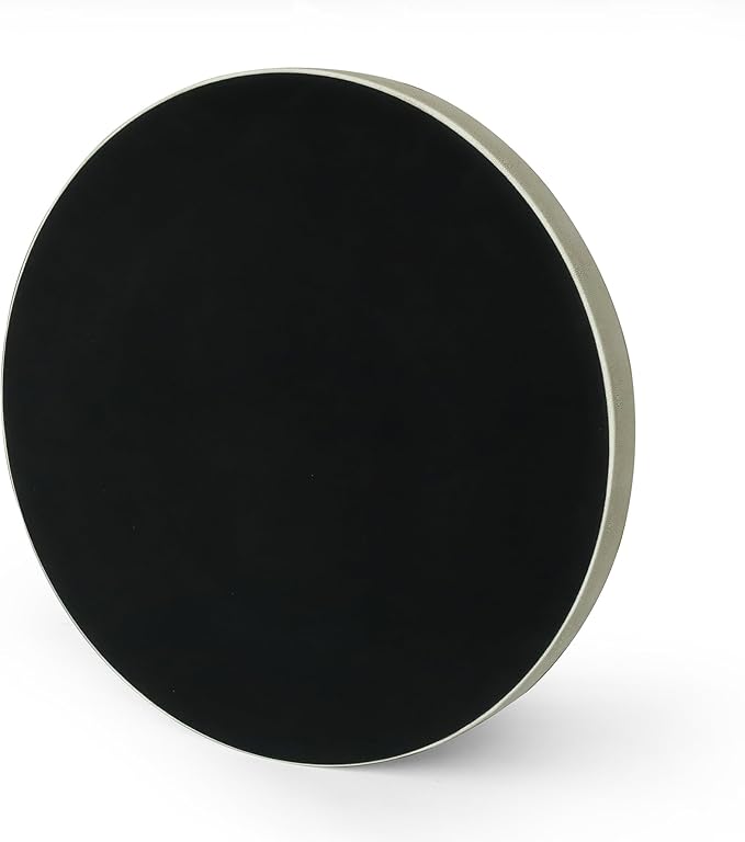 HofferRuffer Large Round Serving Tray 24'', Elegant Faux Leather Circle Ottoman Table Tray, Serve Tea Coffee Breakfast in Bedroom Living Room Kitchen (Cream White)