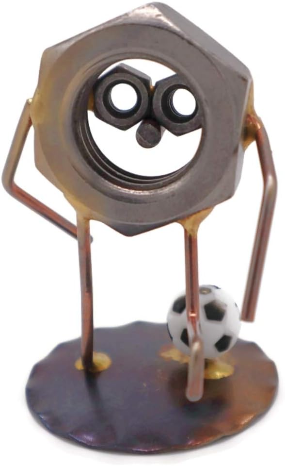 Soccer Nut Collectible Handmade Metal Art Figurine, Desk Accessories, Trophy, Boss Gift, Home Office Décor