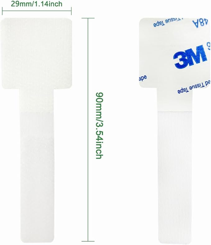 100pcs Hook and Loop Cable Ties, Sticky-Back Cable Straps, Cable Clip,Cord Organizer, Wire Management Household & Office Essentials (White)