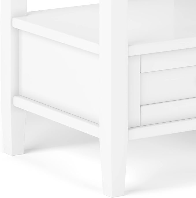 SIMPLIHOME Warm Shaker SOLID WOOD 20 inch Wide Rectangle Transitional End Table in White for the Living Room and Bedroom