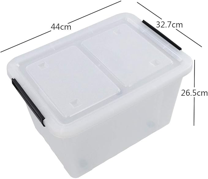 30 L Clear Large Storage Box, 4-Pack Plastic Storage Bins with Lids and Wheels