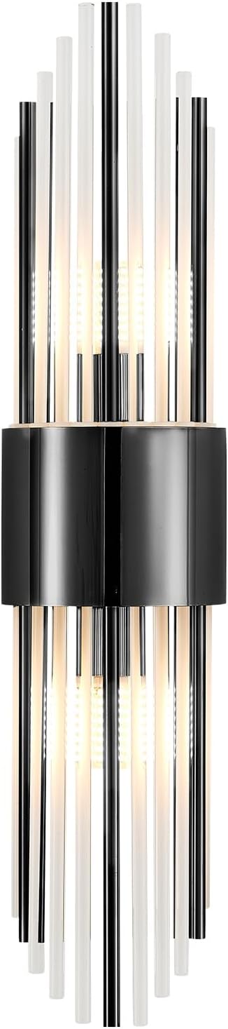Modern Wall Sconce Titanium Black Metal with Clear Class Crystal Vanity Wall Sconce Lighting for Bedroom Living Room Bathroom Light Fixtures
