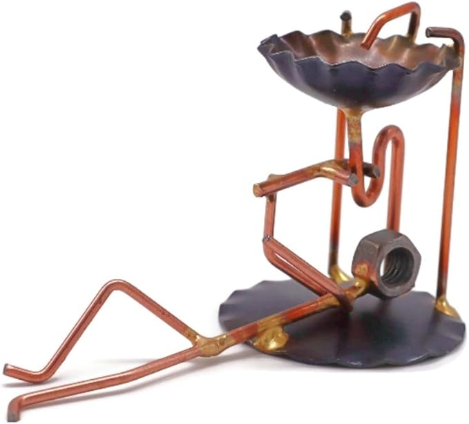 Plumber from Handmade Metal Figurine - Hand Welded Metal Art and Recycled Metal Sculptures - Unique Desk Accessories, Office Decor, & Plumber Gifts - Made in The USA