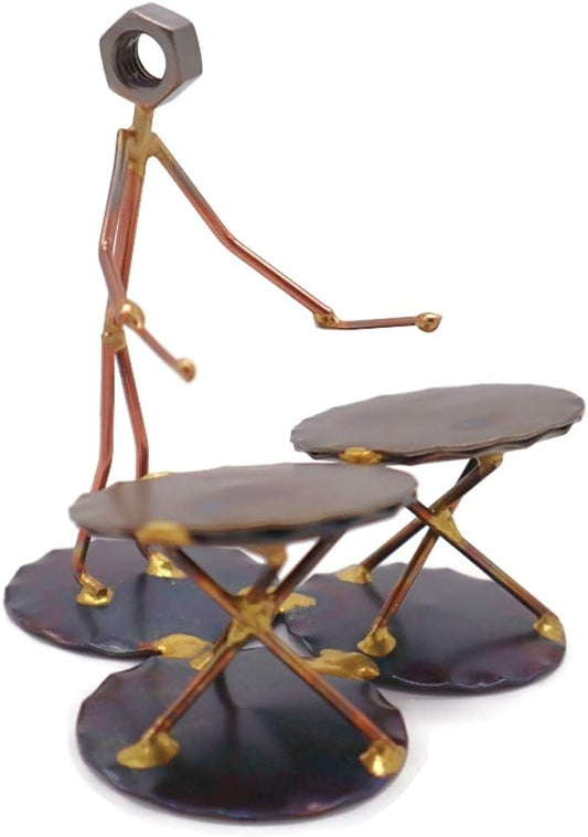 Timpani Drum Collectible Handmade Metal Art Figurine, Desk Accessories, Trophy, Band, Office Décor, Band, Musical Instrument