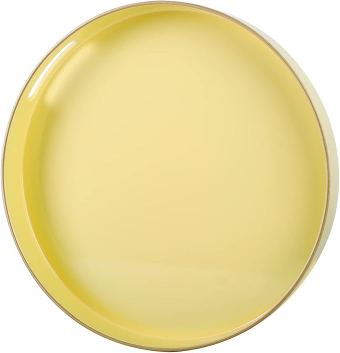 Zosenley Decorative Tray, Plastic Tray with Handles, Modern Vanity Tray and Serving Tray for Ottoman, Coffee Table, Kitchen and Bathroom, Size 13" (Light Yellow)