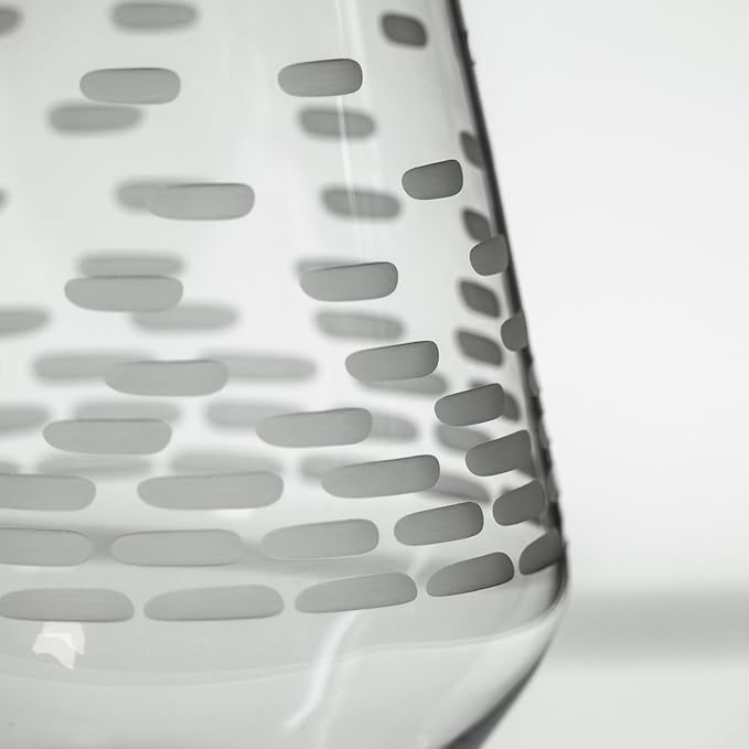 Rolf Glass Strata Stemless Wine Tumbler | Made in America | 18oz Stemless Wine Glass | Diamond Engraved Crystal Glass | Geometric Brick Design | Set of 2