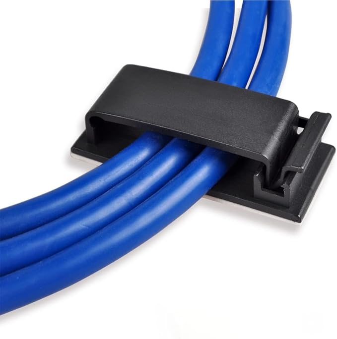 Cable Clips, Ethernet Cable Organizer, Conwork Adhesive Wire Management Clamps, Desktop Cord Holder Hider, Charging Cable Drop Organizer & Management System for TV PC Laptop Home Office [50-Pack]