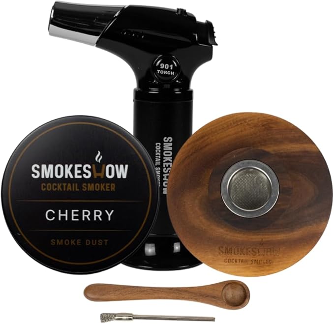 Smokeshow Cocktail Smoker Bundle with Kitchen Torch, One Flavor of Wood Chips Cherry (No Butane Included)