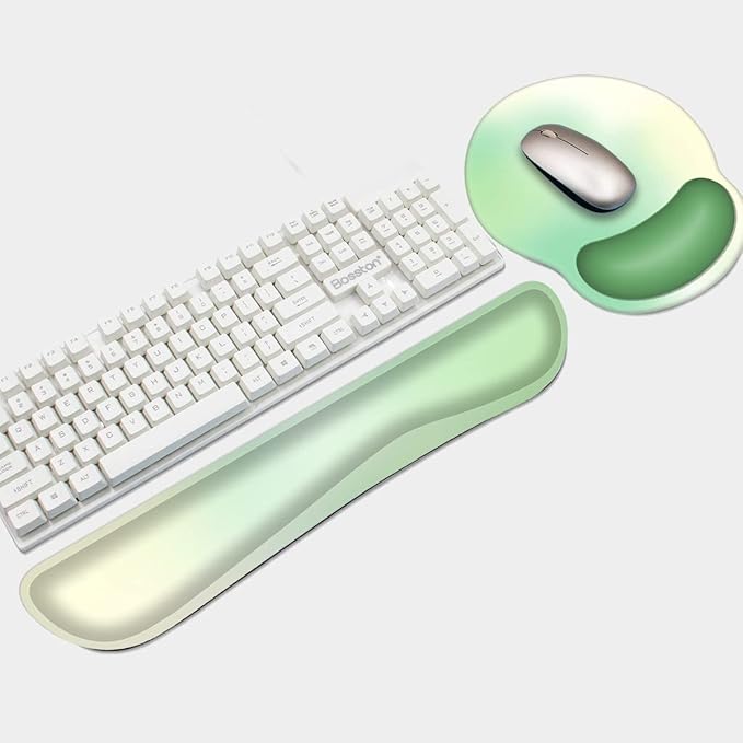 Ergonomic Keyboard Mouse Pad Wrist Rest Support Set for Laptop/Computer/Desktop,Memory Foam Hand Rest Wrist Cushion for Gaming/Office,Lightweight Comfortable & Pain Relief (Yellow Green)