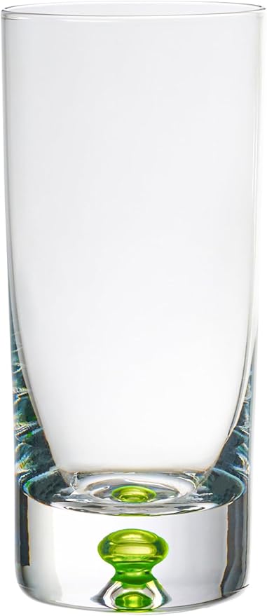 Barski Highball Glass - Drinking Glasses - Set of 4 - Hiball Tumblers - Glass Crystal Tumbler - with Colored Bubble on bottom - for Water, Juice and Cocktails, Bar Glassware - 12 oz - Made in Europe
