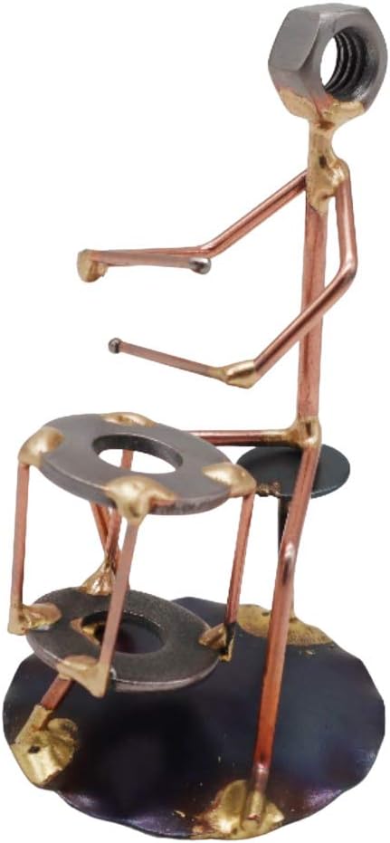 Drummer Collectible Handmade Metal Art Figurine, Desk Accessories, Trophy, Band, Office Décor, Band, Musical Instrument