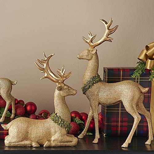 Christmas Reindeer Figurines, Gold Deer Christmas Decor, Christmas Deer Decorations Indoor, Gold Reindeer Decor, Venados De Navidad, Reindeer Christmas Decoration, Christmas Deer Figurines