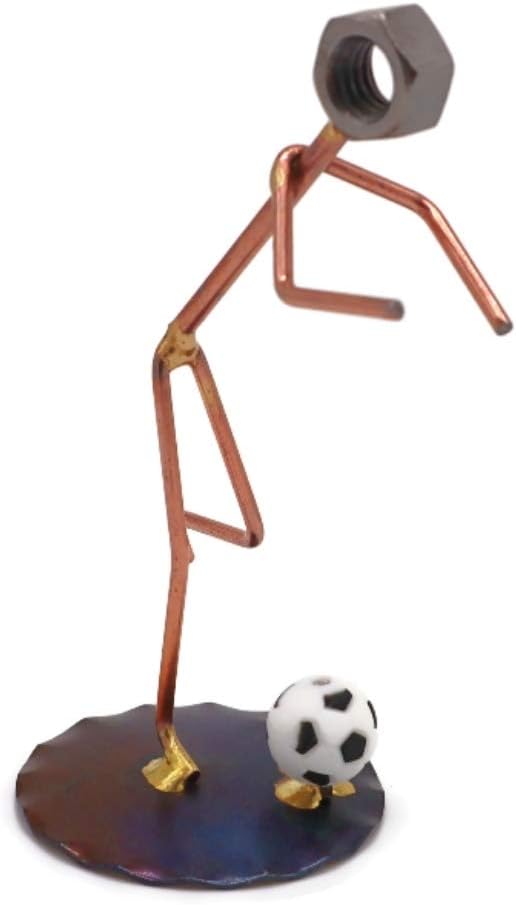 Soccer Man Collectible Handmade Metal Art Figurine, Desk Accessories, Trophy, Boss Gift, Office Décor, Business Professional, Sports