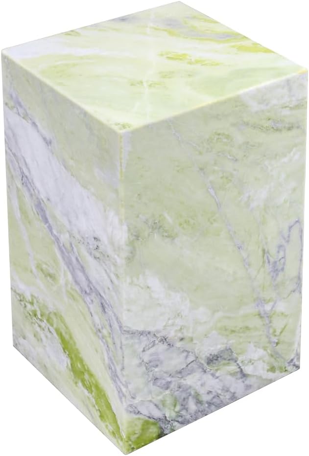 Luxury Marble Side Table,Square End Table for Modern Sofa and Bed, Living Room, Sofa, Bedroom(Fende Green)
