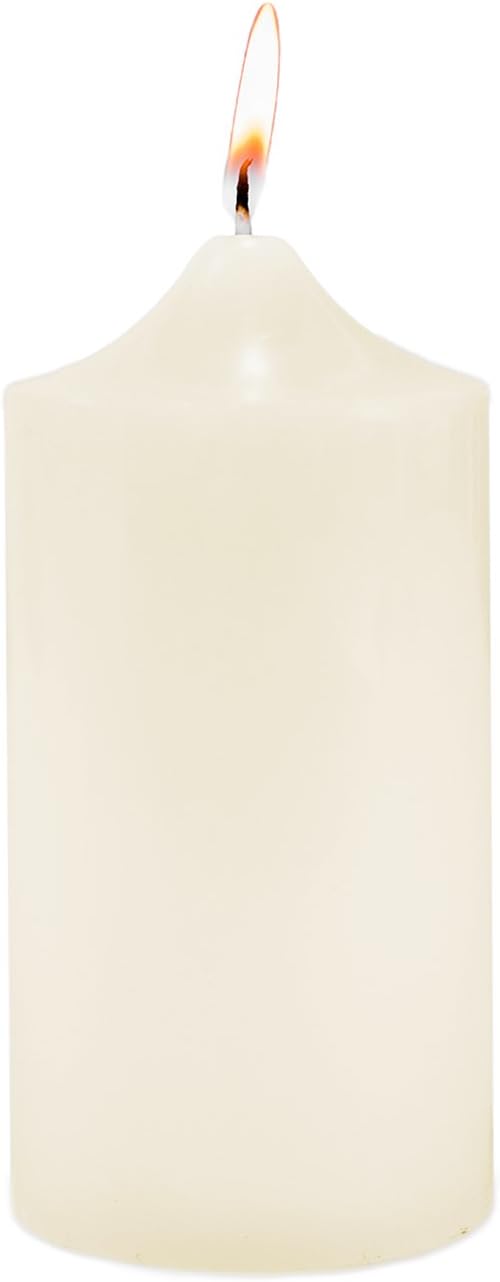Super Z Outlet Unscented Pillar Candles for Weddings, Home Decoration, Relaxation, Spa, Smokeless Cotton Wick (1, Ivory, 3"x6")