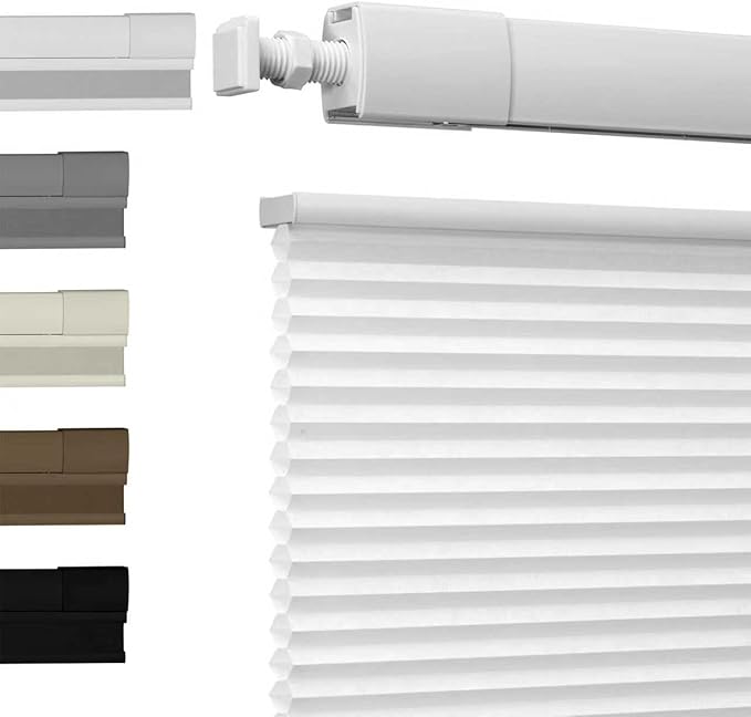 No Drill No Tools Cellular Shades Top Down Bottom Up Blackout Blinds for Windows Cordless Honeycomb Window Shades Easy to Install for Home,Light Filtering-White,26" W x 48" H