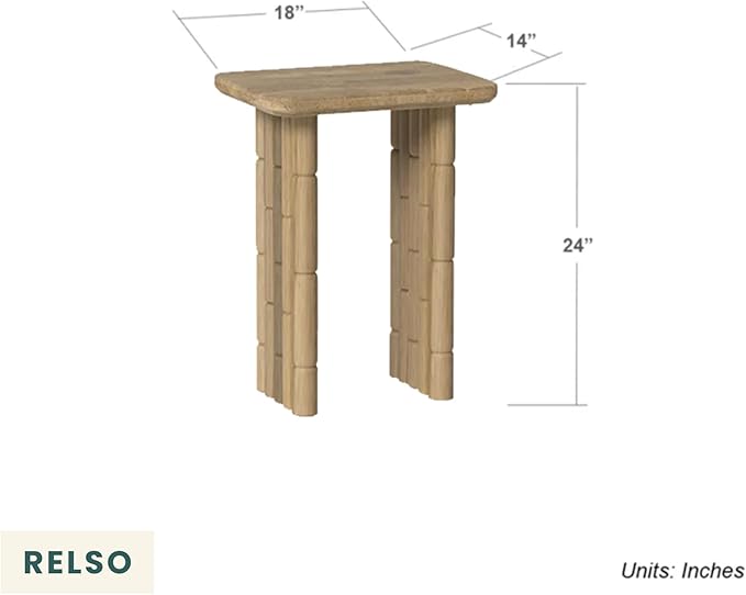 Bambos End Table | Sold Mango Wood Bedside Table, Natural Finish Side Table for Living Room, Bedroom, Entryway | Handcrafted Nightstand, Easy Assembly, Bamboo Inspired Legs, Compact, Boho Accent Table