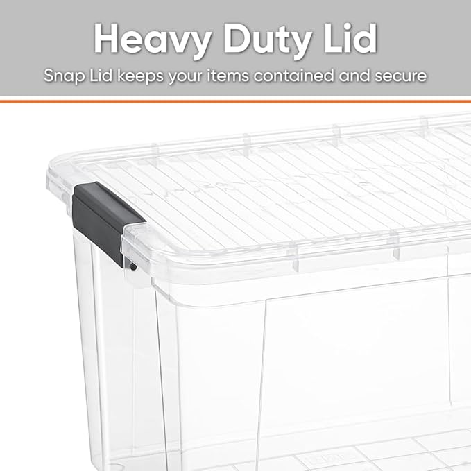 Superio Clear Storage Boxes with Lids, 14.25 Quart Plastic Container Bins for Organizing, Stackable Crates, BPA Free, Non Toxic, Odor Free, Organizers for Home, Office and Dorm, 3 Pack