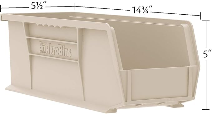 Akro-Mils 30234 AkroBins Plastic Storage Bins, Space-Saving Stackable Bins for Garage, Pantry, Craft Organization, 15" x 5" x 5", Clear, 12-Pack