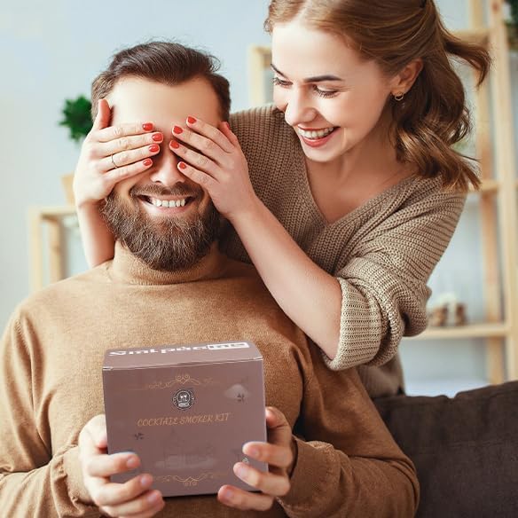 Cocktail Smoker Kit with Torch, Old Fashioned Smoker Kit for Bourbon Whiskey Drink, Smoker Infuser Kit with 4 Flavors Wood Chips, Birthday for Husband, Men, Dad (No Butane)