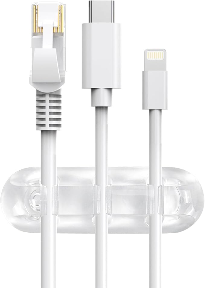 SOULWIT Cable Holder Clips, 3-Pack Cable Management Cord Organizer Clips Silicone Self Adhesive for Desktop USB Charging Cable Nightstand Power Cord Mouse Cable Wire PC Office Home