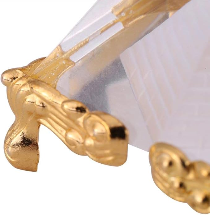 Petrichor 2.3 inch Crystal Pyramid with Gold Stand for Prosperity, Positive Energy & Good Luck | Decoration & Gifts (Pack of 2)