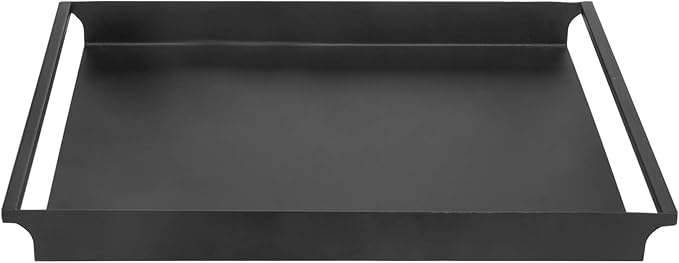 MyGift Decorative Serving Tray - Vintage Style Matte Black Metal Ottoman Coffee Table/Vanity Tray with Sleek Rounded Cutout Handles