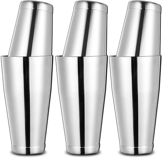 Bulk Commercial Cocktail Shakers 6pc Set, Professional Boston Shakers, Weighted Cocktail Shaker Tins for Bartending - Stainless Steel Bar Shaker Set for Restaurants & Bars - Silver