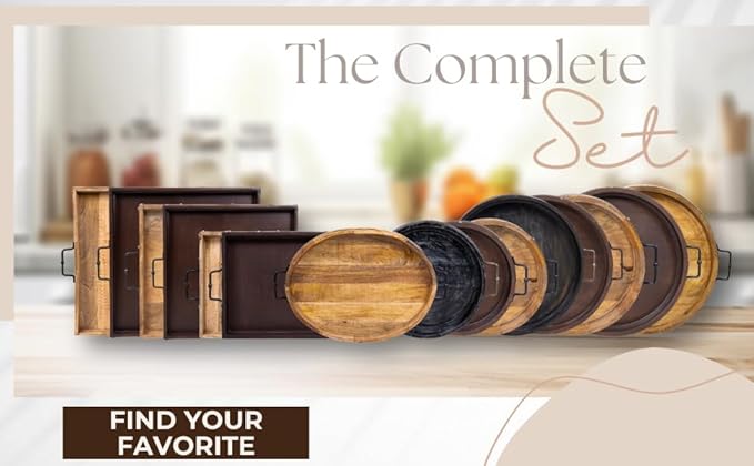 20"x20" Extra Large Square Ottoman Tray, Heavy Duty Mango Wood, for Serving Tea, Breakfast in Bed, Living Room Large Coffee Table Tray Rustic with Farmhouse Style, Decorative Handles and Accent Strap