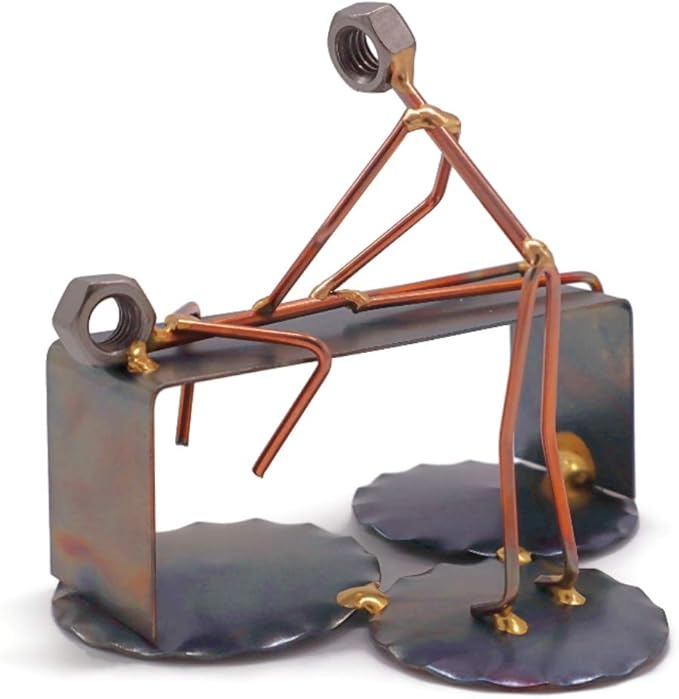 Massage Therapist - Handmade Metal Figurine - Hand Welded Metal Art and Recycled Metal Sculptures - Unique Desk Accessories, Medical Office Decor, & Massage Therapist Gifts