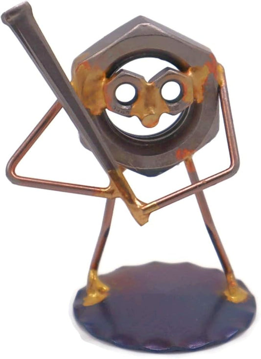 Baseball Nut Collectible Handmade Metal Art Figurine, Desk Accessories, Trophy, Boss Gift, Home Office Décor