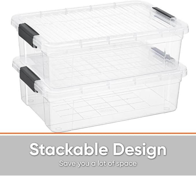 Superio Storage Bins with Lids, Clear Plastic Containers for Organizing, Stackable Totes, BPA Free, Odor Free, Organizer Boxes for Home, and Dorm (5 Pack, 22.75 Qt)