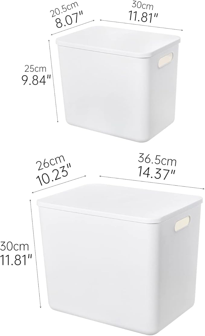 Plastic Storage Baskets Bins Boxes With Lids,Organizing Container White Storage Organizer Bins For Shelves Drawers Desktop Playroom Classroom Office,6-Pack(4XL+2L)