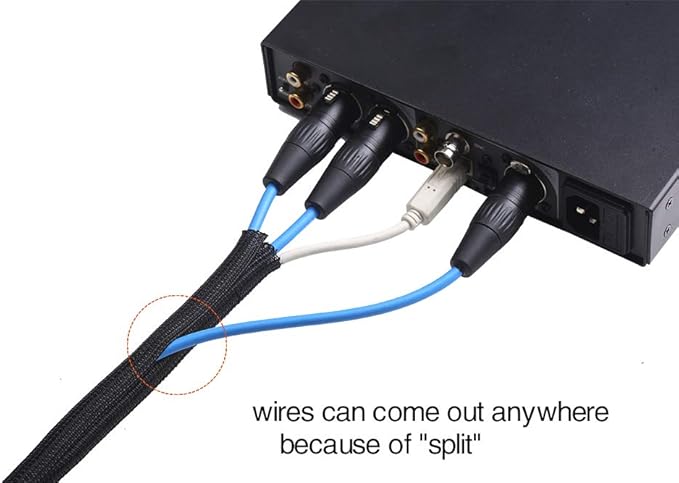 Alex Tech 25ft - 1/2 inch Cord Protector Wire Loom Tubing Cable Sleeve Split Sleeving For USB Cable Power Cord Audio Video Cable – Protect Cat From Chewing Cords - Black