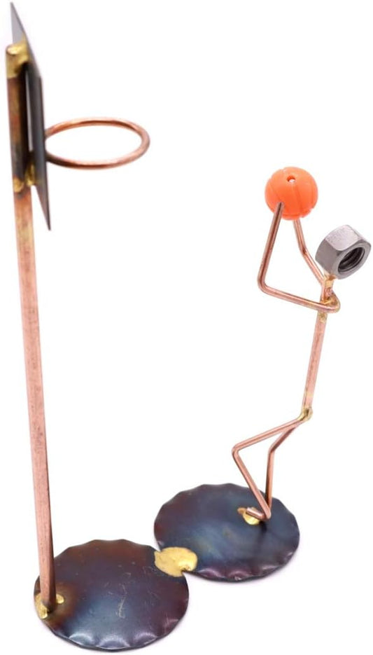 Basketball Jump Shot Man Collectible Handmade Metal Art Figurine, Desk Accessories, Trophy, Boss Gift, Office Décor, Business Professional, Sports