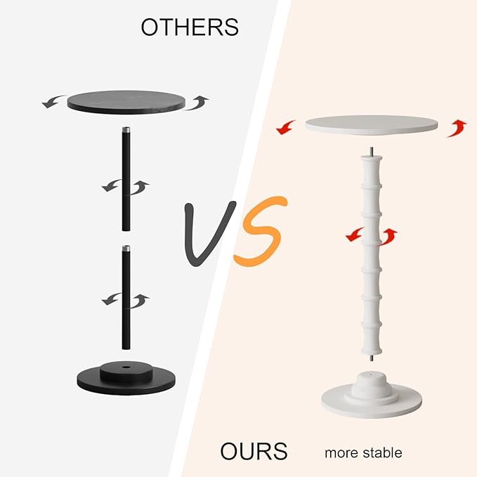 Round Side Table, Modern Drink Table for Small Spaces, Small End Table with Solid Wood Leg for Living Room, Bedroom, Corners, and Office (White)