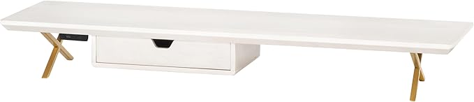 Anji Mountain Monitor Stand - Desktop Organizer & Laptop Riser, Ergonomic Monitor Riser, Space-Saving Monitor Stand for Desk, Durable Construction, Easy Assembly, Ideal for Home & Office,White Wash