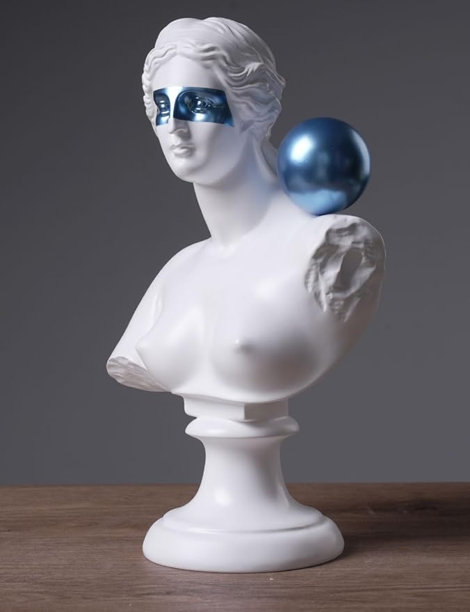 Abstract Sculpture Decor Modern Arts Greek Bust Figurine Table Centerpiece Statue Polyresin White 13.8 inch