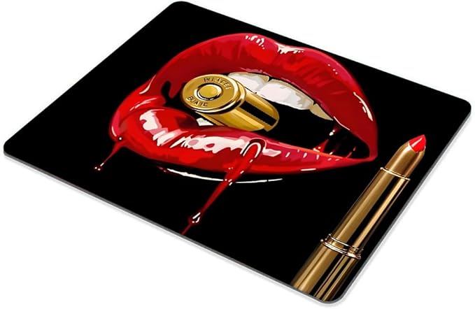 Red Lip Bite Bullet Mouse pad Customized Mousepad Non-Slip Rubber Base Mouse Pads for Computers Laptop Office Desk Accessories Mouse pad