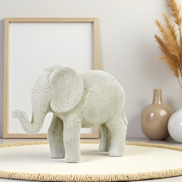 7-inch Resin Elephant Statue - Small Lucky Elephant Decor for Table & Living Room, Pair of Elephant Sculptures Home Decoration