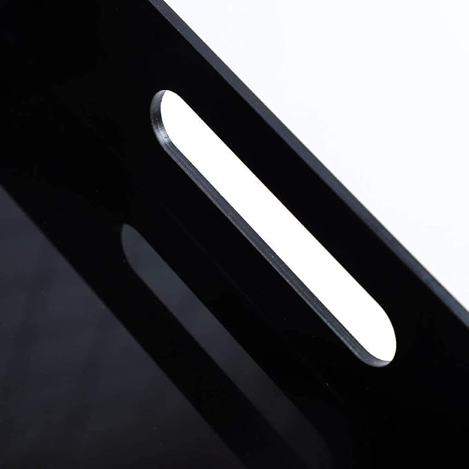 Acrylic Ottoman Tray with Handles - Remote Control Valet Tray, Black Nightstand Dresser or Bathroom Organizer - Spill Proof Square 12''x12'' (Black)