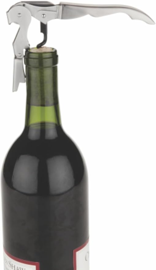 True Truetap Double Hinged Waiter's Corkscrew Wine Opener, Stainless Steel Wine Bottle Opener with Built In Foil Cutter, Home Bar Tools, Bar Cart Accessories, Wedding Gifts, Set of 1, Silver