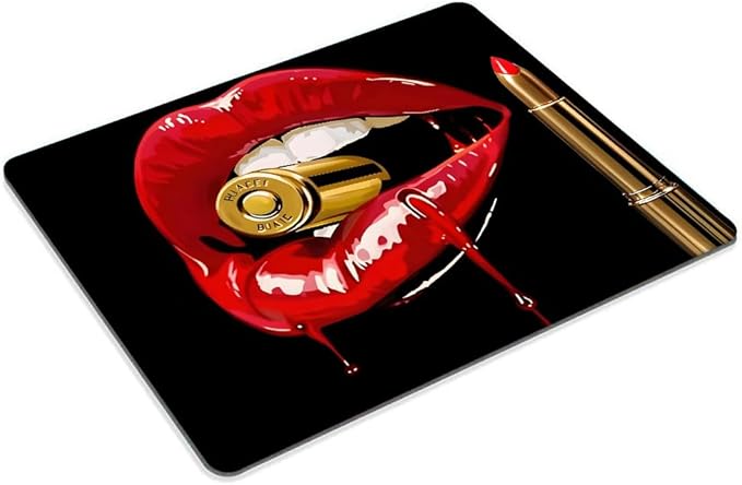 Red Lip Bite Bullet Mouse pad Customized Mousepad Non-Slip Rubber Base Mouse Pads for Computers Laptop Office Desk Accessories Mouse pad
