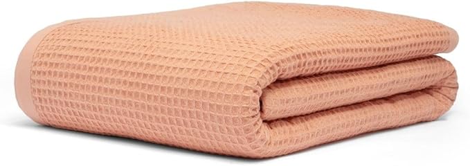 GOTS Certified Organic Cotton Waffle Weave Cozy Throw Blanket, 50"X60", Modern Home Decor, Soft Bed Blanket - Sun Bay